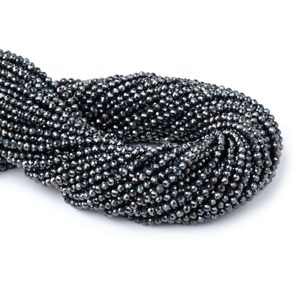 3mm Blue Grey Mystic Black Spinel Micro faceted rounds 13 inch 128 beads