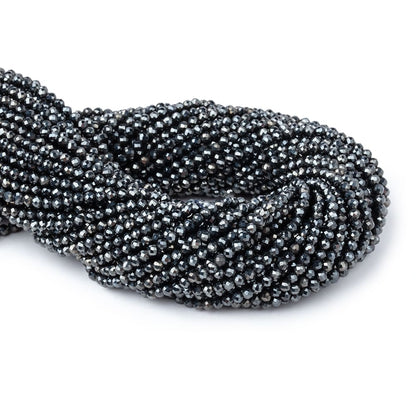 3mm Blue Grey Mystic Black Spinel Micro faceted rounds 13 inch 128 beads