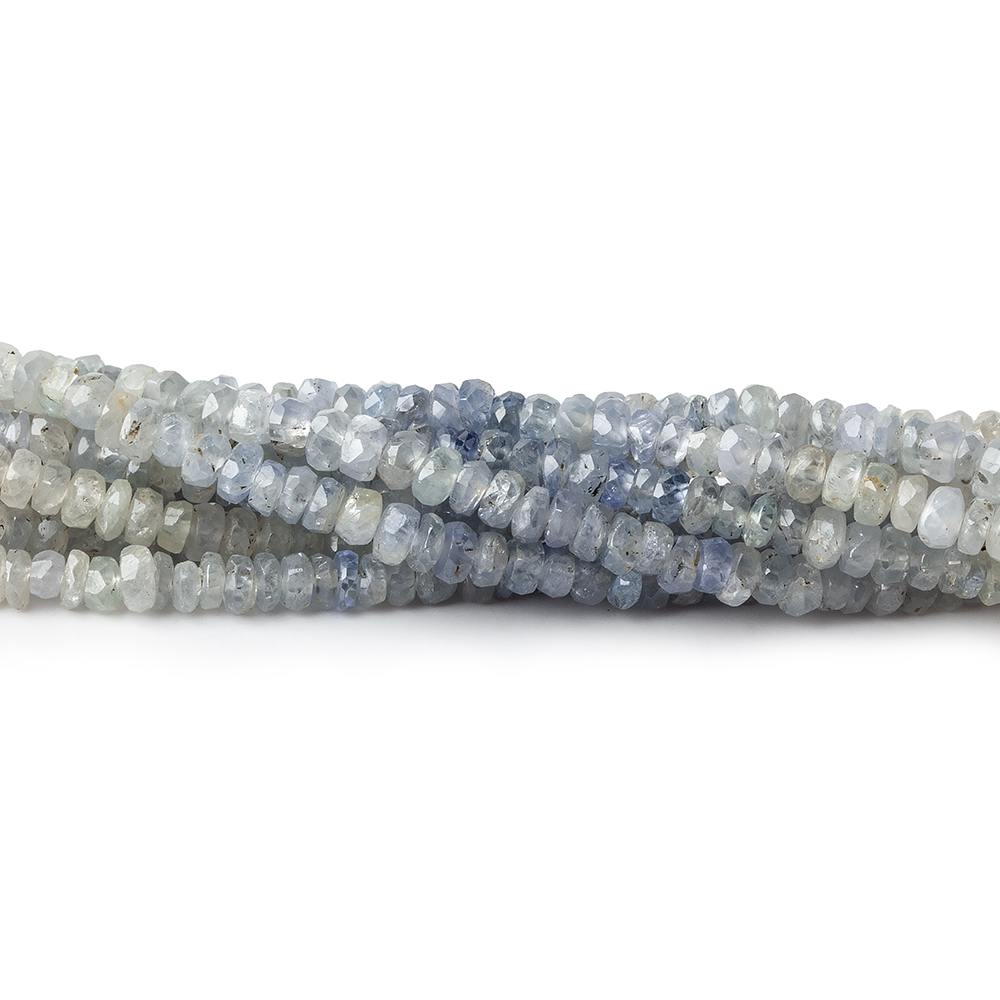 3mm Blue & White Sapphire native cut faceted rondelles 18 inch 260 beads