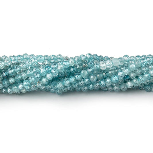 3mm Blue Zircon Micro Faceted Rondelle Beads 13 inch 130 pieces AA