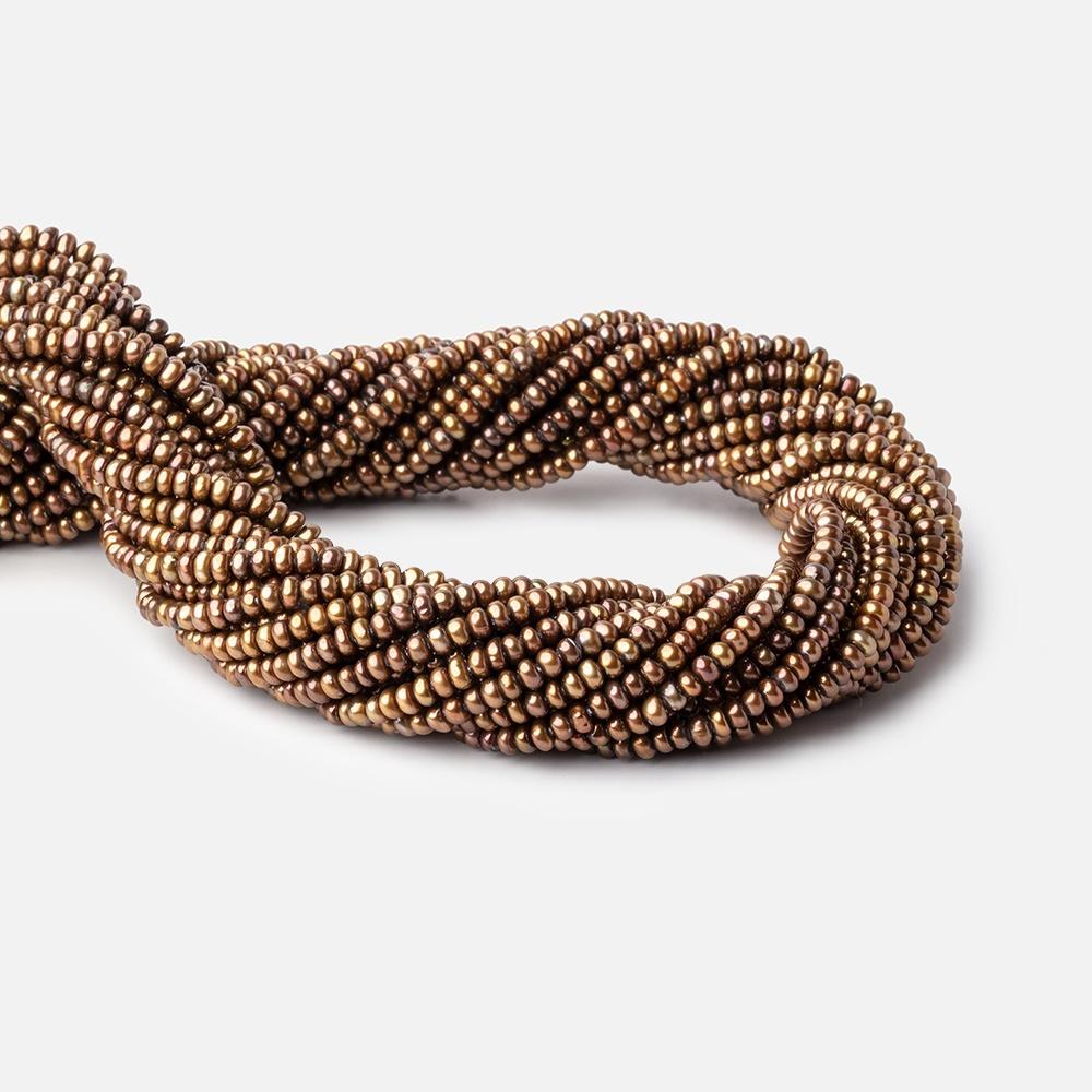 3mm Brass Center Drilled Button Pearls 15 inch 182 pieces