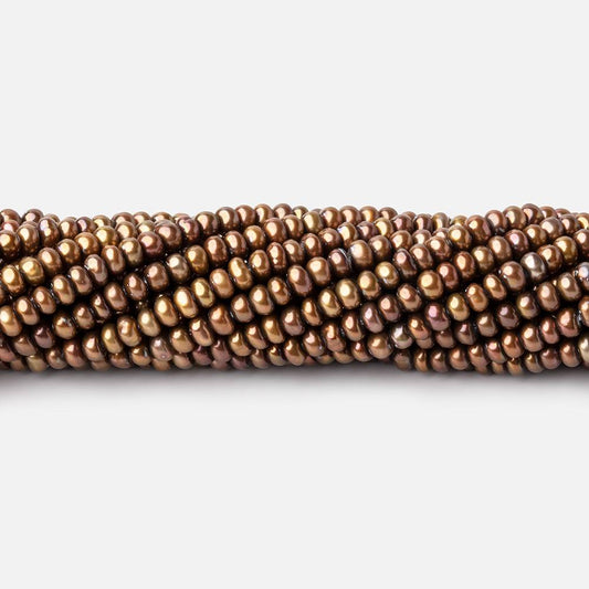 3mm Brass Center Drilled Button Pearls 15 inch 182 pieces