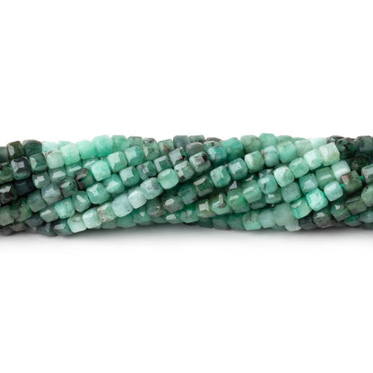 3mm Brazilian Emerald Micro Faceted Cube Beads 12.5 inch 108 pieces A