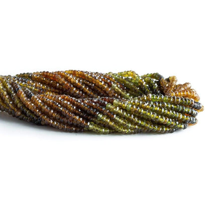3mm Brown and Green Tourmaline Faceted Rondelle Beads 13 inch 175 pieces
