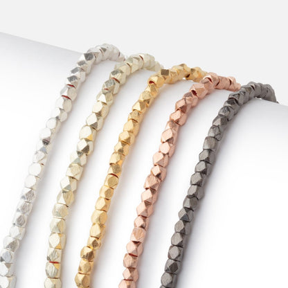 3mm Brushed Faceted Nugget Beads