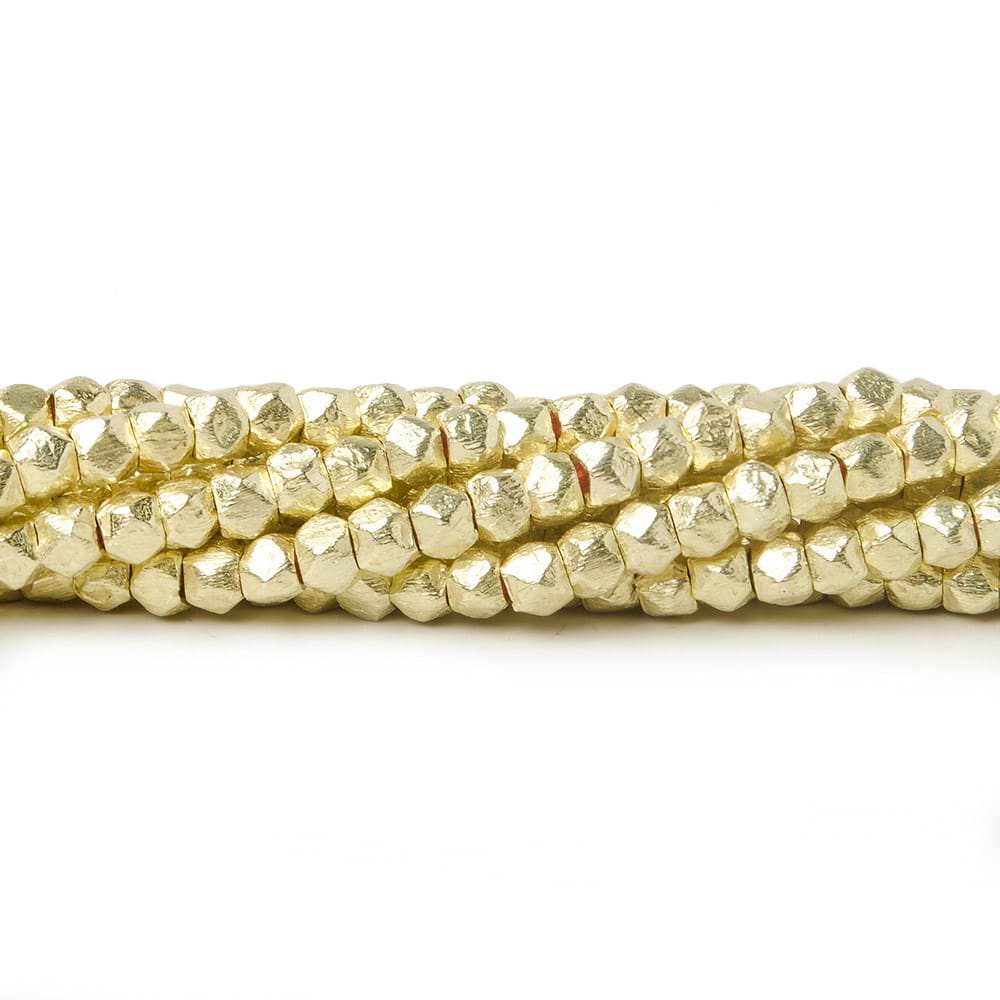 3mm Brushed Hand Cut Faceted Nugget Beads
