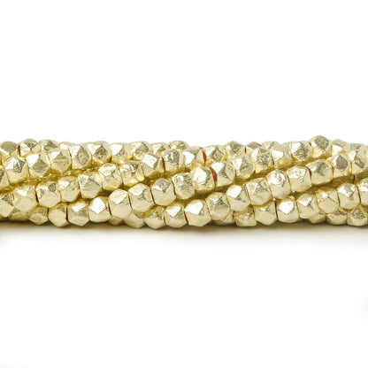 3mm Brushed Hand Cut Faceted Nugget Beads