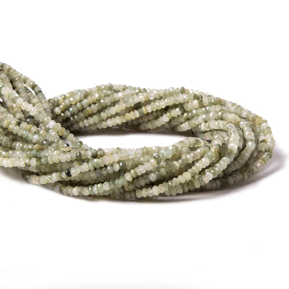 3mm Cat's Eye Green Quartz faceted rondelle 13 inch 175 beads