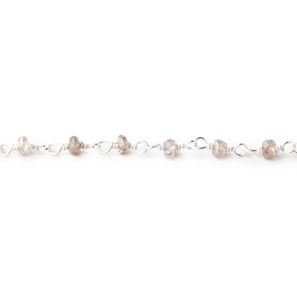 3mm Champagne Zircon faceted rondelle Silver Chain by the foot