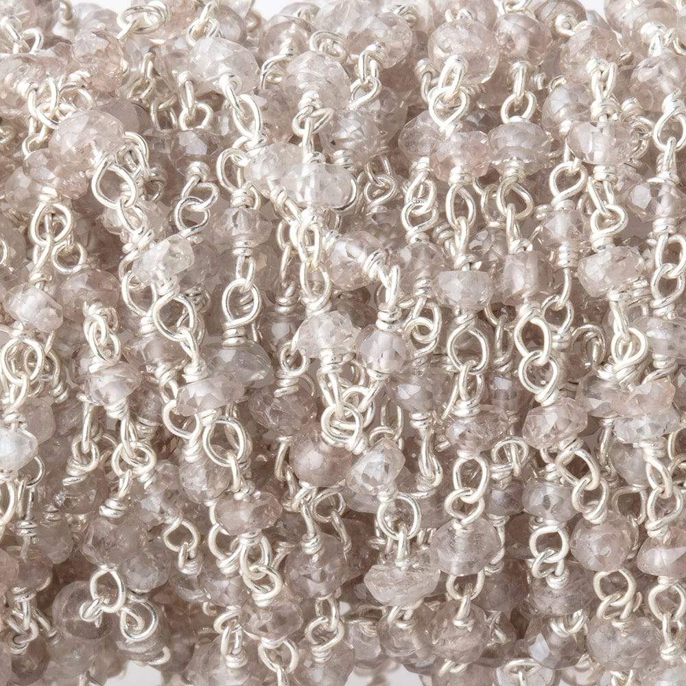 3mm Champagne Zircon faceted rondelle Sterling Silver Chain by the foot 47pcs