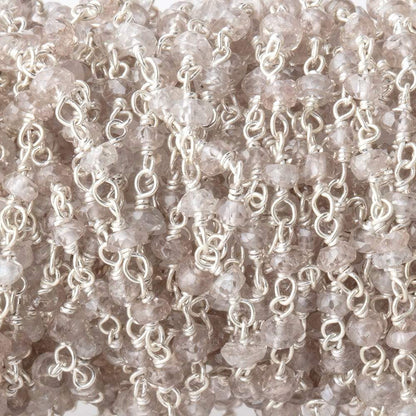 3mm Champagne Zircon faceted rondelle Sterling Silver Chain by the foot 47pcs