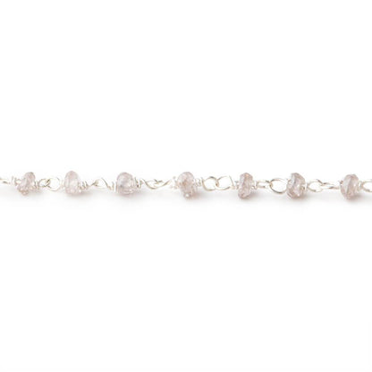 3mm Champagne Zircon faceted rondelle Sterling Silver Chain by the foot 47pcs