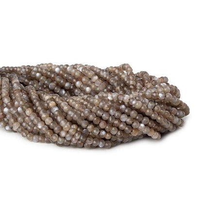 3mm Chocolate & Mink Grey moonstone microfaceted  beads 13 inch 120 pcs