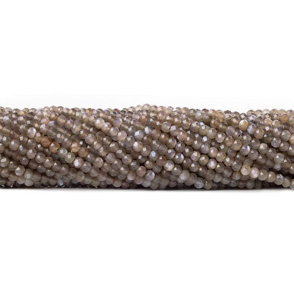 3mm Chocolate & Mink Grey moonstone microfaceted  beads 13 inch 120 pcs