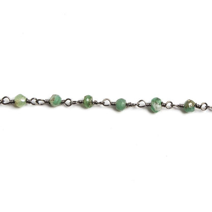 3mm Chrysoprase faceted rondelle Black Gold Chain by the foot 36 pieces