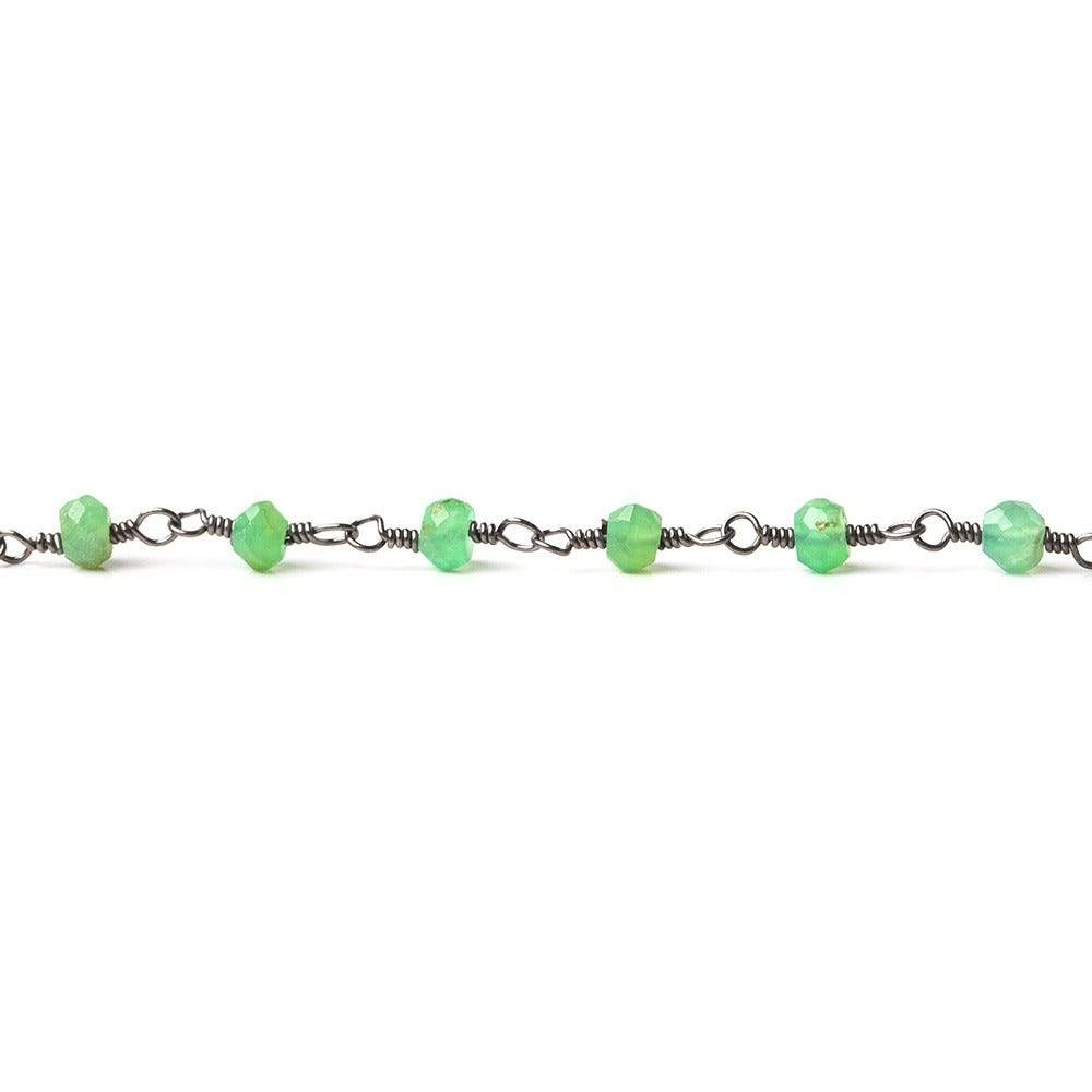 3mm Chrysoprase Faceted Rondelle Black Gold plated Chain by the foot