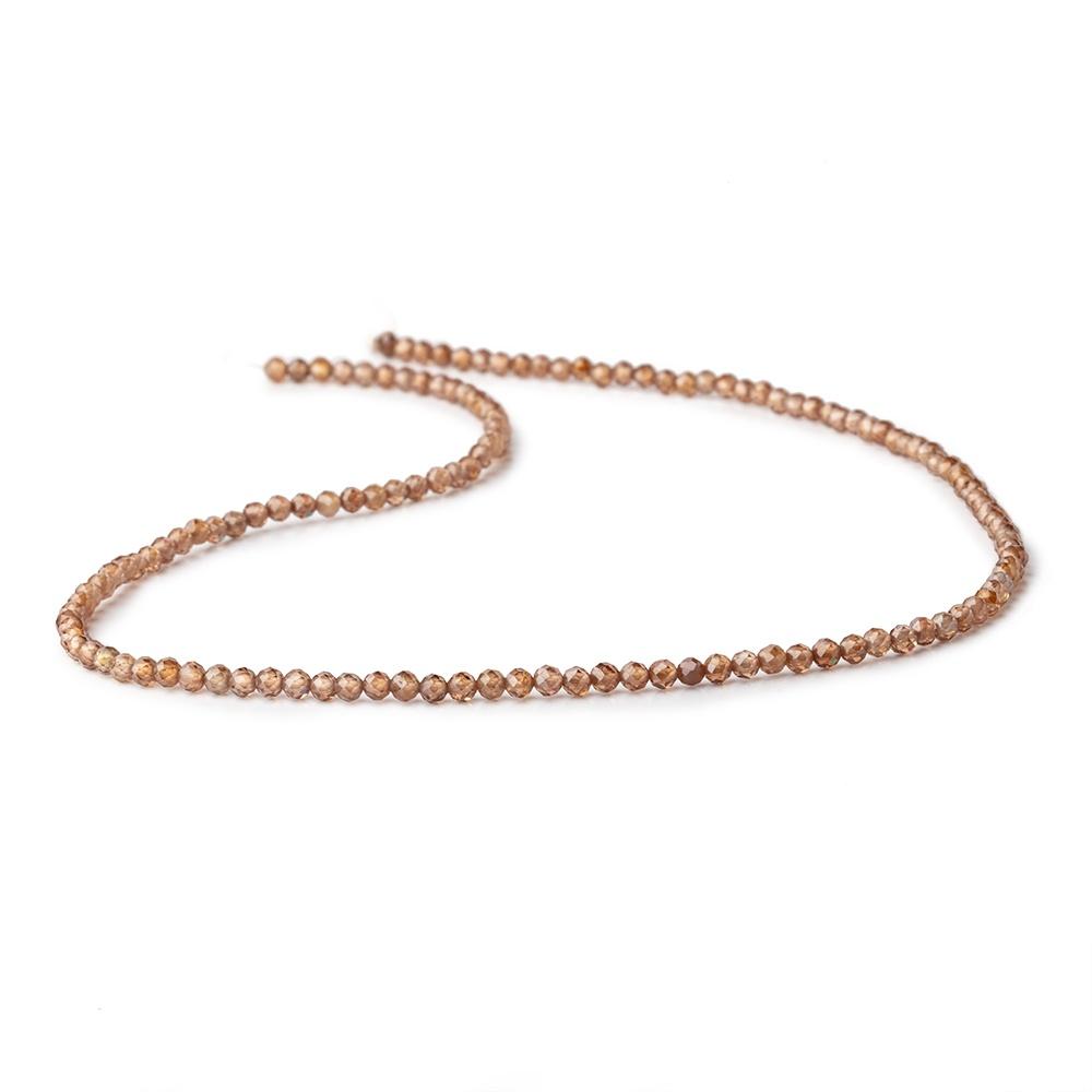 3mm Cognac Zircon Micro Faceted Round Beads 12.5 inch 136 pieces AAA