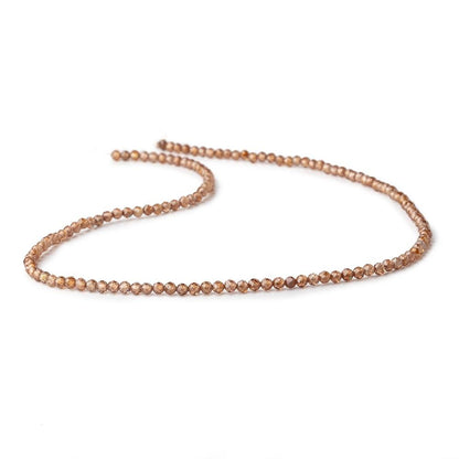 3mm Cognac Zircon Micro Faceted Round Beads 12.5 inch 136 pieces AAA