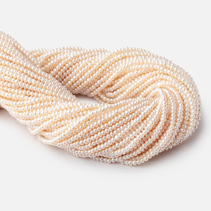 3mm Cream Center Drilled Button Freshwater Pearls 15 inch 160 pieces AA