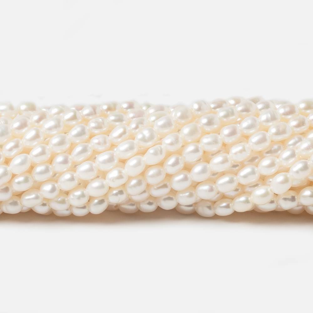 3mm Cream Straight Drilled Oval Freshwater Pearls 16 inch 117 pieces