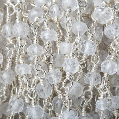 3mm Crystal Quartz rondelle Silver plated Chain sold by the foot 34 pieces