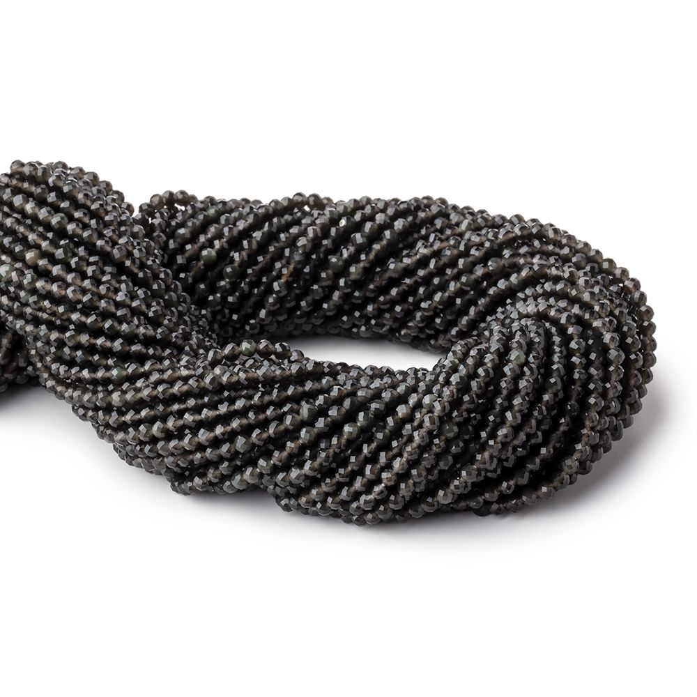 3mm Dark Platinum Grey Moonstone Micro Faceted round beads 13 inch 120 pieces A