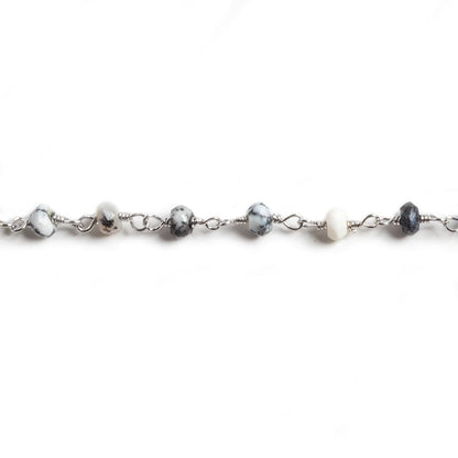 3mm Dendritic Opal faceted rondelle Silver Chain by the foot 36 pieces