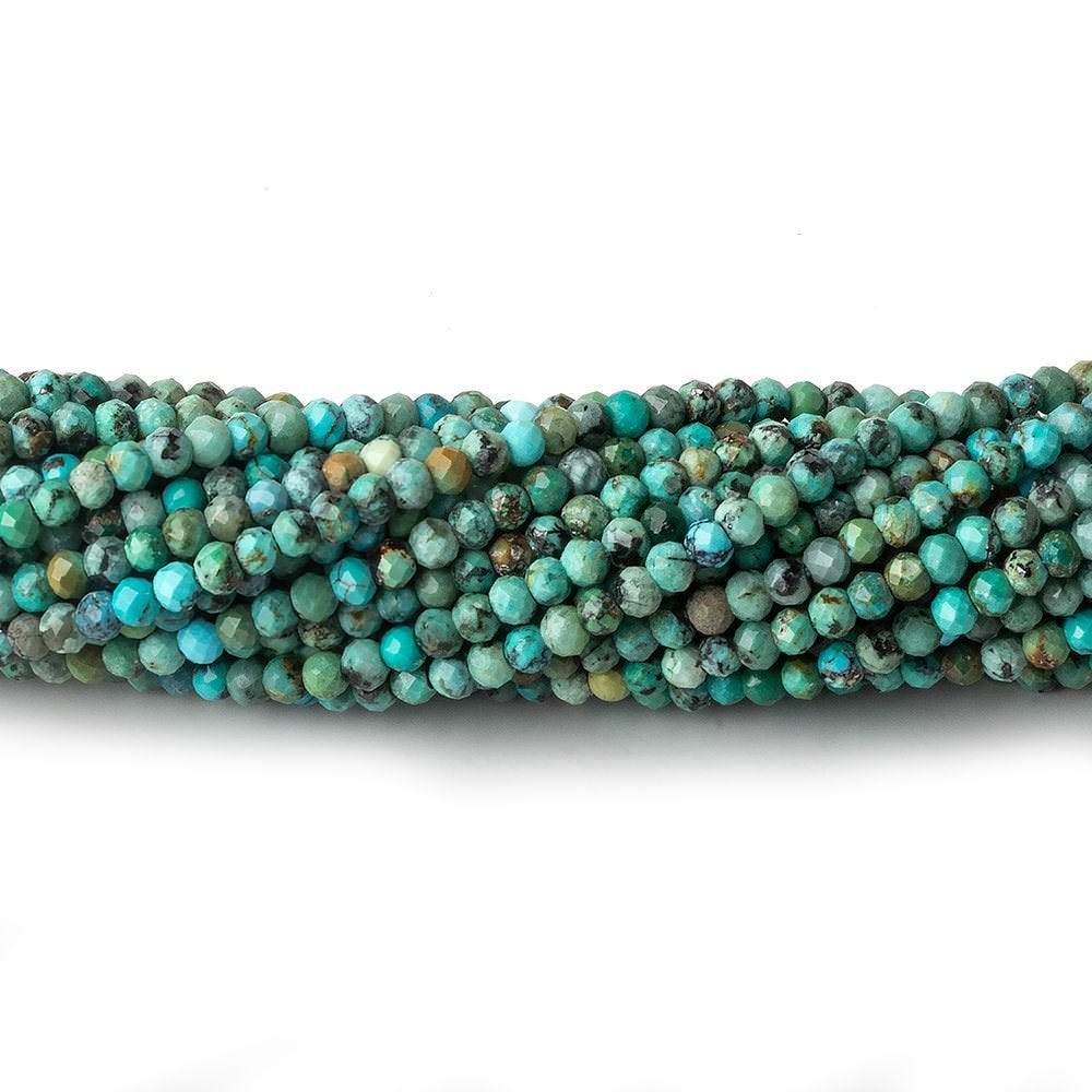 3mm Earthy Turquoise micro faceted rondelle beads 13 inch 145 pieces AA
