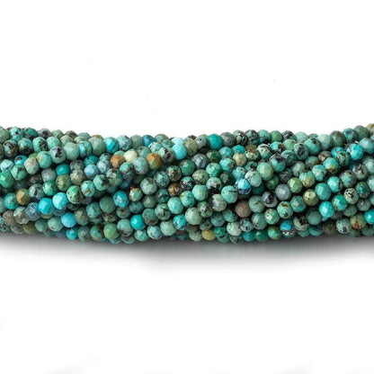 3mm Earthy Turquoise micro faceted rondelle beads 13 inch 145 pieces AA