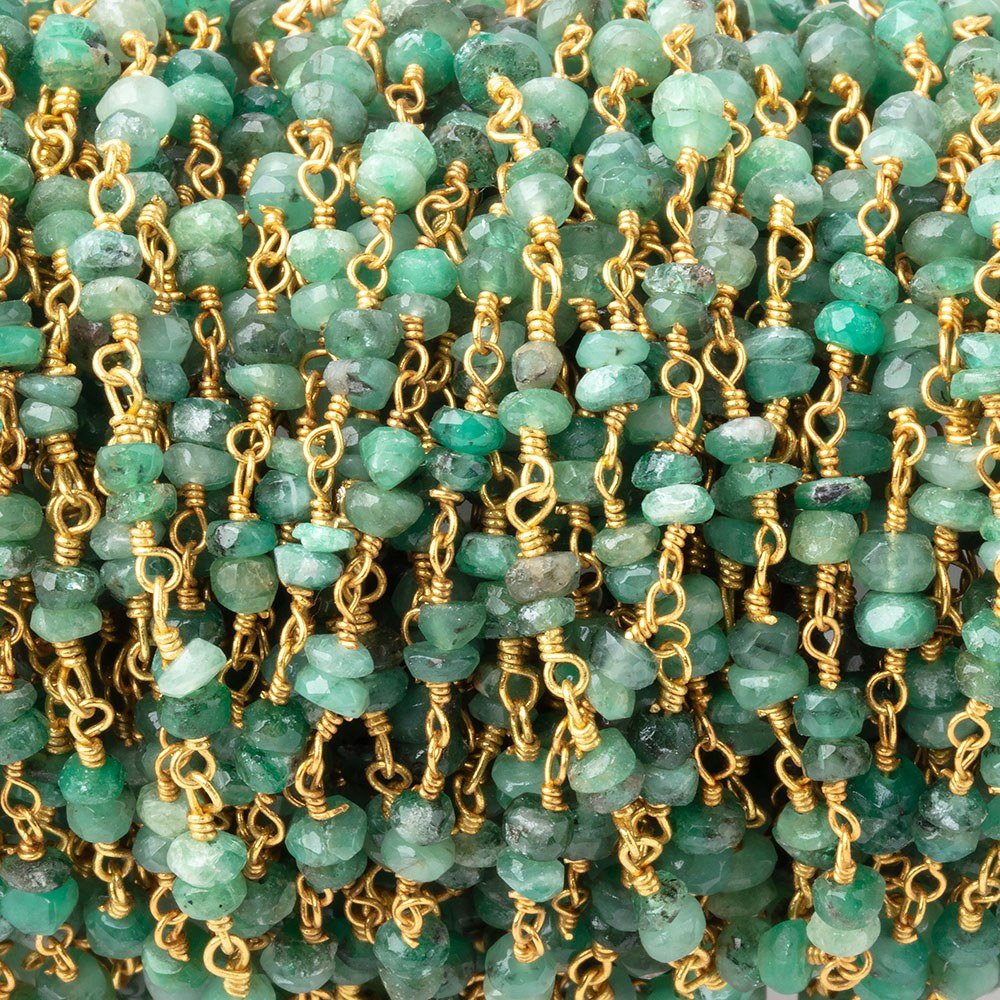 3mm Emerald Faceted Rondelle Duo on Vermeil Chain
