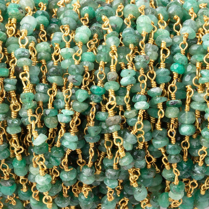 3mm Emerald Faceted Rondelle Duo on Vermeil Chain