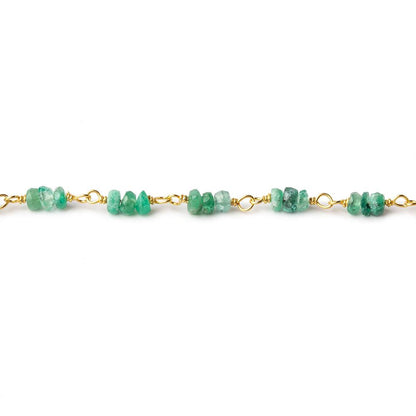 3mm Emerald faceted rondelle Trio Vermeil Chain by the foot 96 beads per