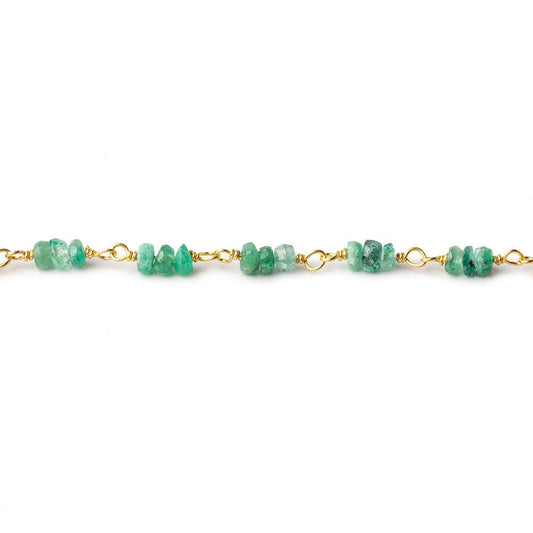 3mm Emerald faceted rondelle Trio Vermeil Chain by the foot 96 beads per