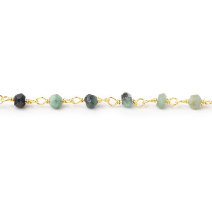 3mm Emerald Faceted Rondelles on Gold Plated Chain