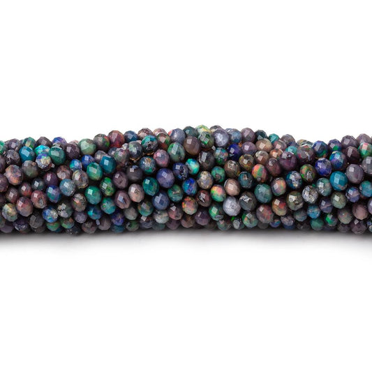 3mm Ethiopian Black Opal Micro Faceted Rondelle Beads 12.25 inch 130 pieces AA