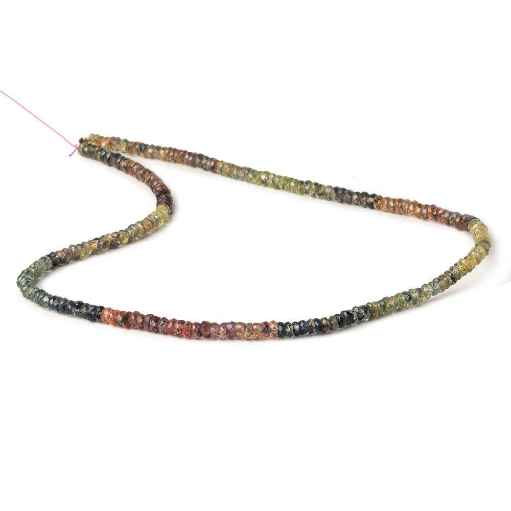 3mm Fancy Multi Color Sapphire Faceted Rondelle Beads 13.5 inch 200 pieces