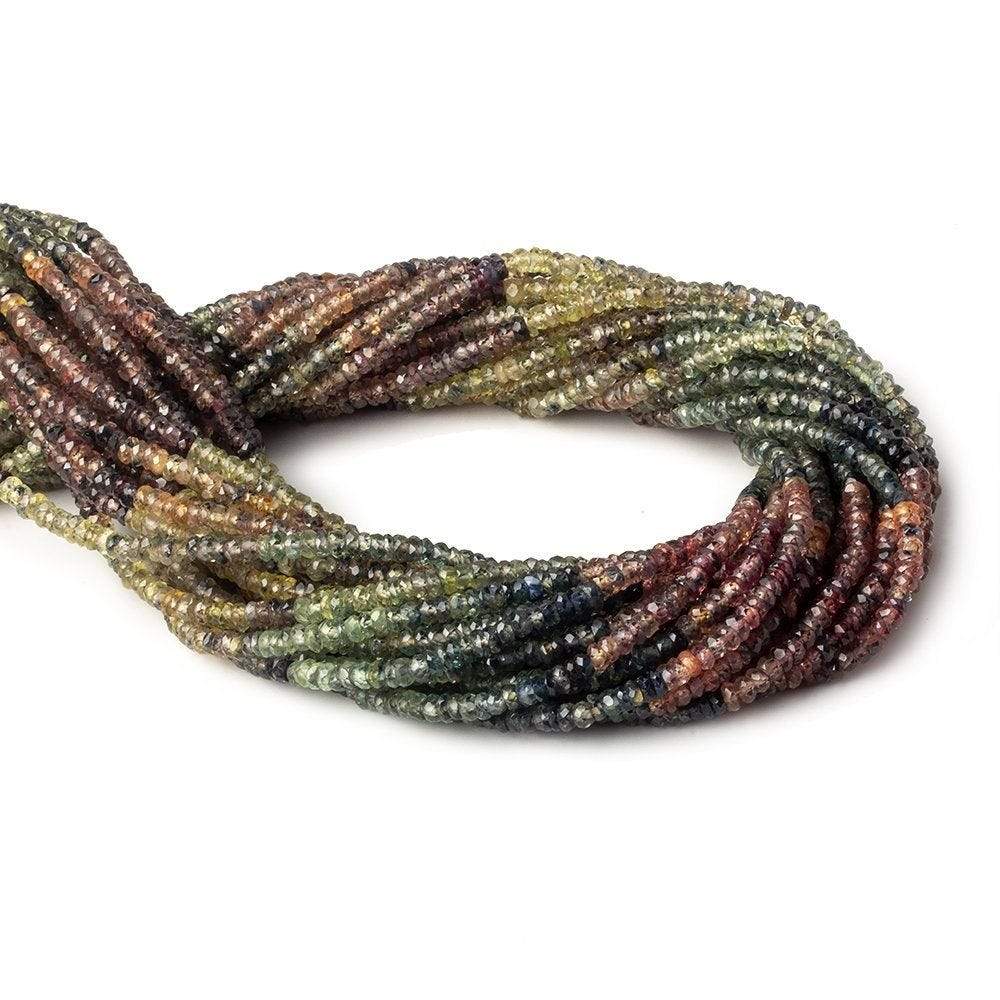 3mm Fancy Multi Color Sapphire Faceted Rondelle Beads 13.5 inch 200 pieces