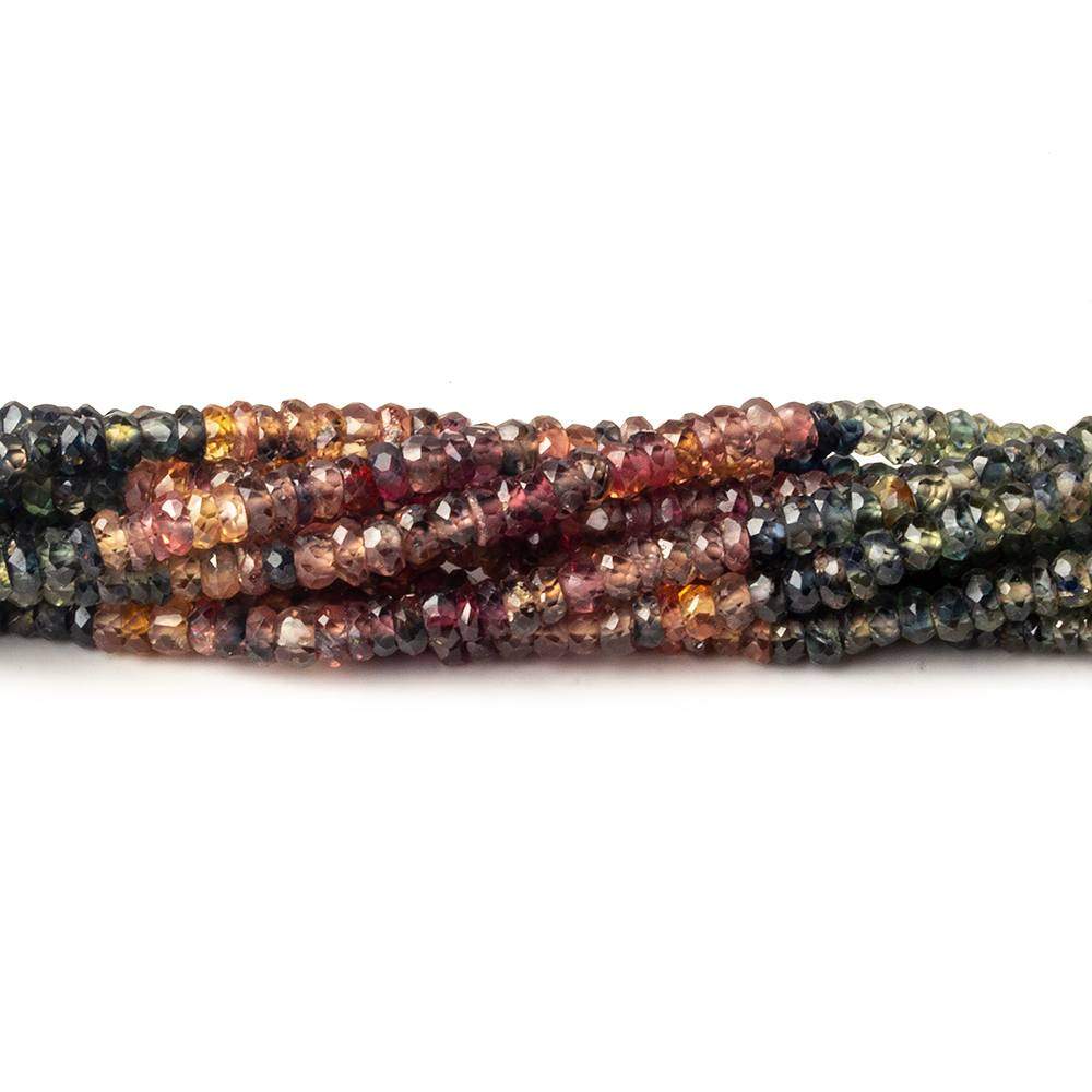 3mm Fancy Multi Color Sapphire Faceted Rondelle Beads 13.5 inch 200 pieces