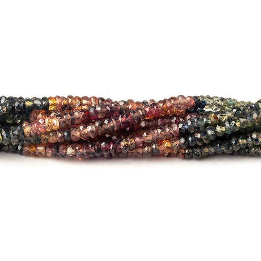 3mm Fancy Multi Color Sapphire Faceted Rondelle Beads 13.5 inch 200 pieces
