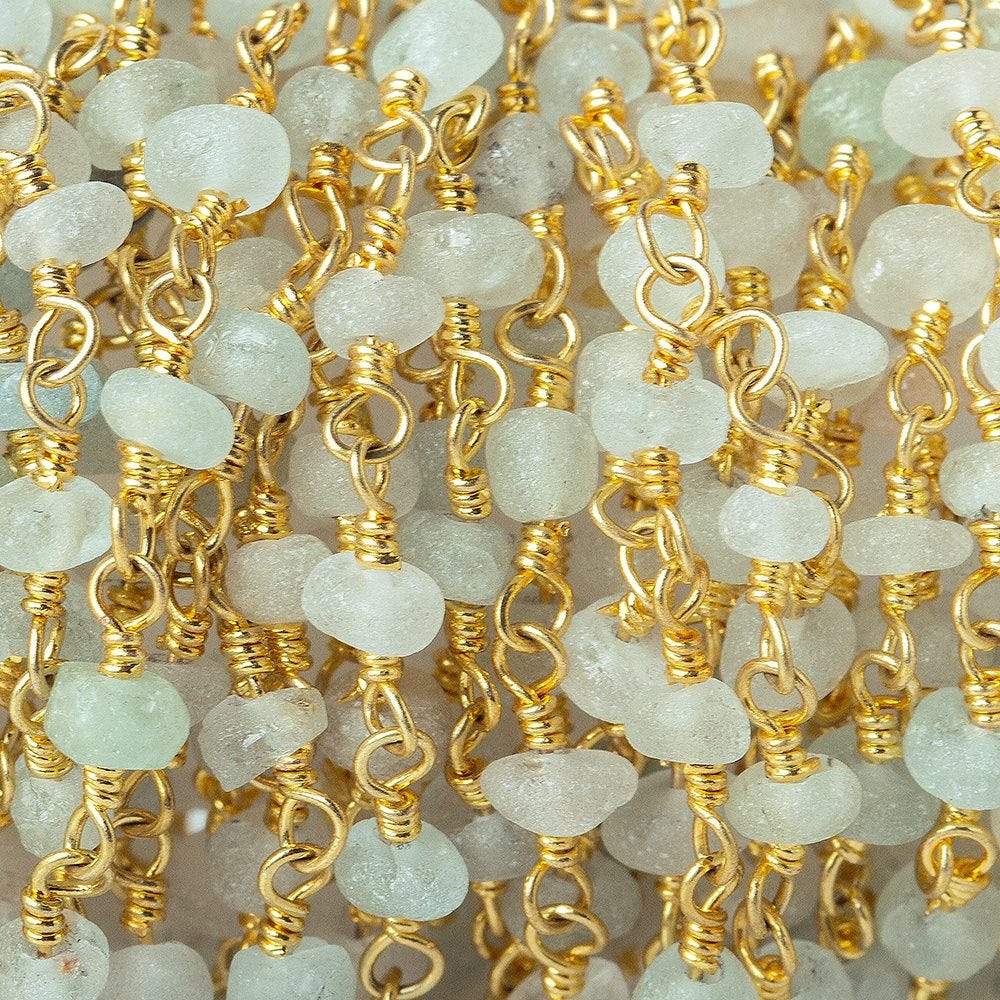 3mm Frosted Beryl rondelle Gold plated Chain sold by the foot 40 pieces