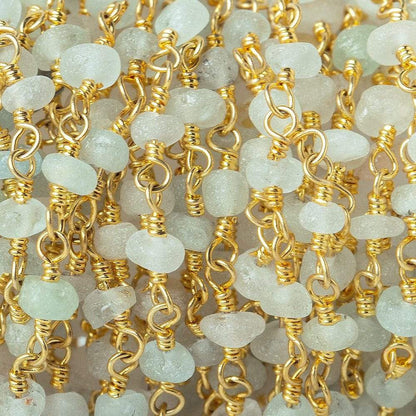 3mm Frosted Beryl rondelle Gold plated Chain sold by the foot 40 pieces