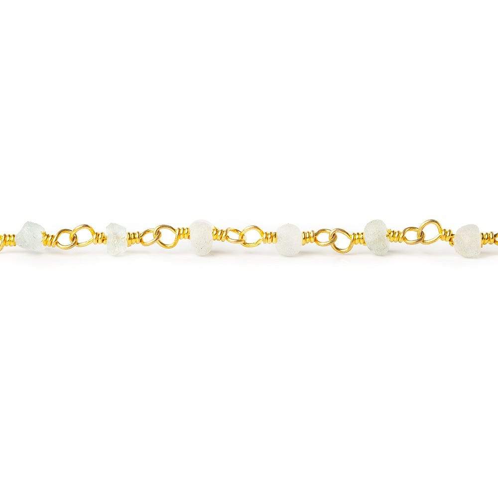 3mm Frosted Beryl rondelle Gold plated Chain sold by the foot 40 pieces
