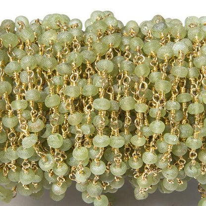 3mm Frosted Peridot rondelle Gold plated Chain by the foot 38 pieces