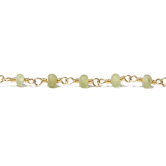 3mm Frosted Peridot rondelle Gold plated Chain by the foot 38 pieces