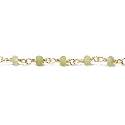 3mm Frosted Peridot rondelle Gold plated Chain by the foot 38 pieces
