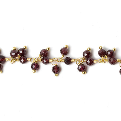 3mm Garnet micro-faceted round Gold Danging Chain by the foot