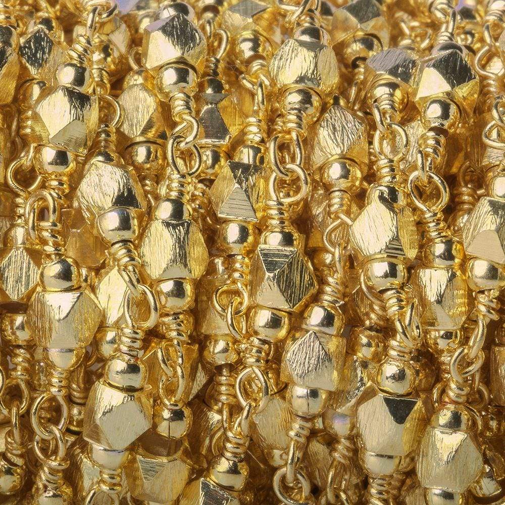 3mm Gold plated Brushed Faceted Nugget Gold Chain by the foot 25 pieces