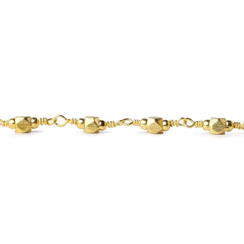 3mm Gold plated Brushed Faceted Nugget Gold Chain by the foot 25 pieces