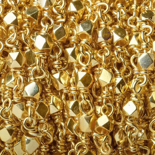 3mm Gold plated hand polished Faceted Nugget Chain by the foot 34 pcs