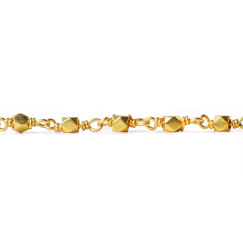 3mm Gold plated hand polished Faceted Nugget Chain by the foot 34 pcs